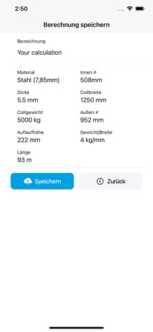 EMW Coil- und Stahlrechner screenshot