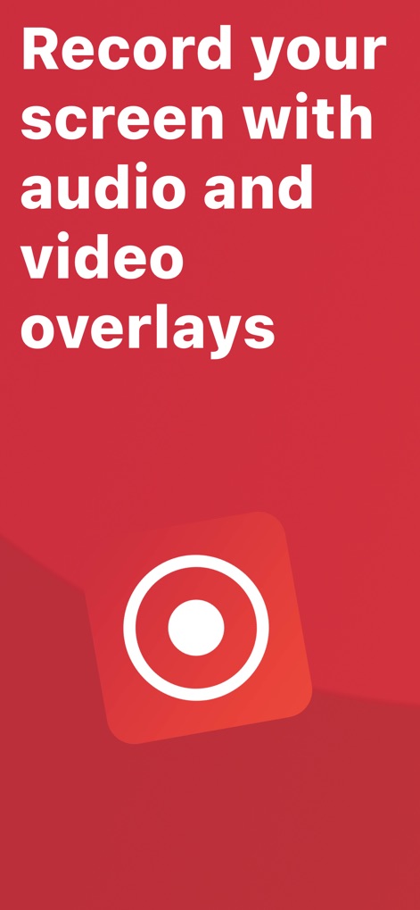 Screen Recorder Voice & Video - The app immediately conveys its primary function, allowing users to record screens with integrated audio and video overlays, as highlighted by the clear explanatory text and central record icon.