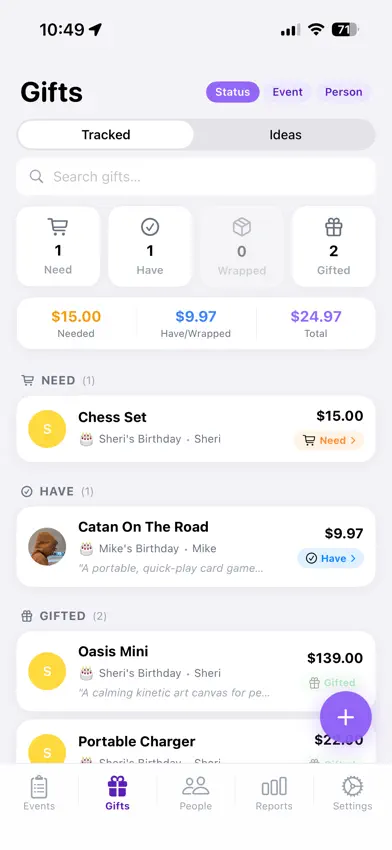 Gift Budgeter screenshot 1