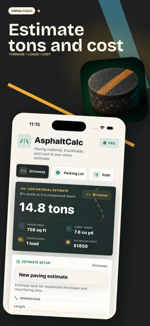 AsphaltCalc: Paving Estimator screenshot 1