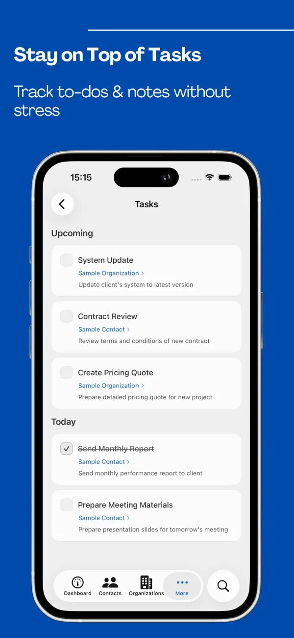 (Simple)CRM - Client Tracker iOS app screenshot showing feature 5