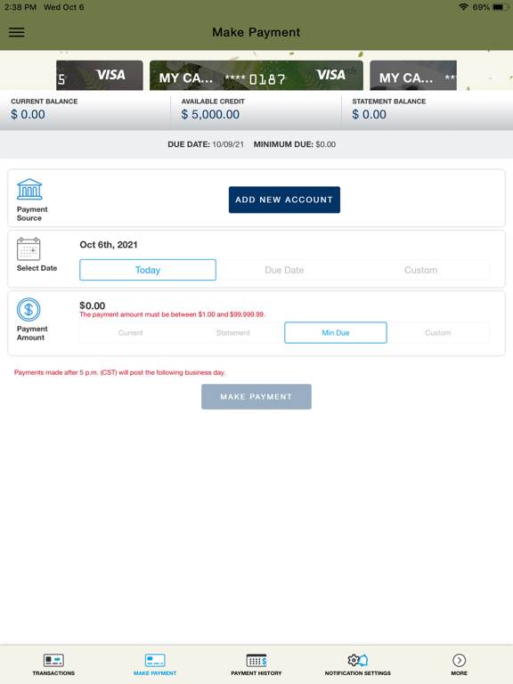 PCU Card Connect iPad screenshot
