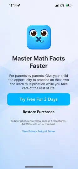 Скриншот Multiplication Math Facts на iPhone 4