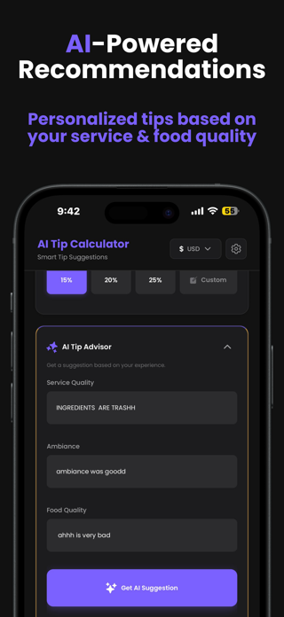 AI Tip Calculator Screenshot 3 of 6