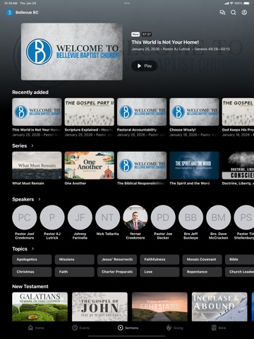 Bellevue Baptist iPad screenshot