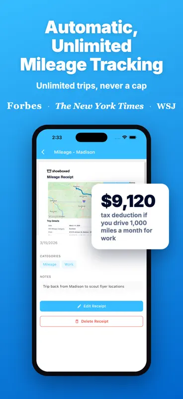 Shoeboxed: Mileage Tracker screenshot 2 of 10