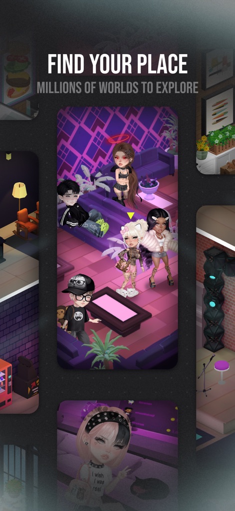 Highrise: Dress Up Avatar Game - Discover a vast array of virtual worlds and customize diverse social environments to connect with friends and express unique styles.