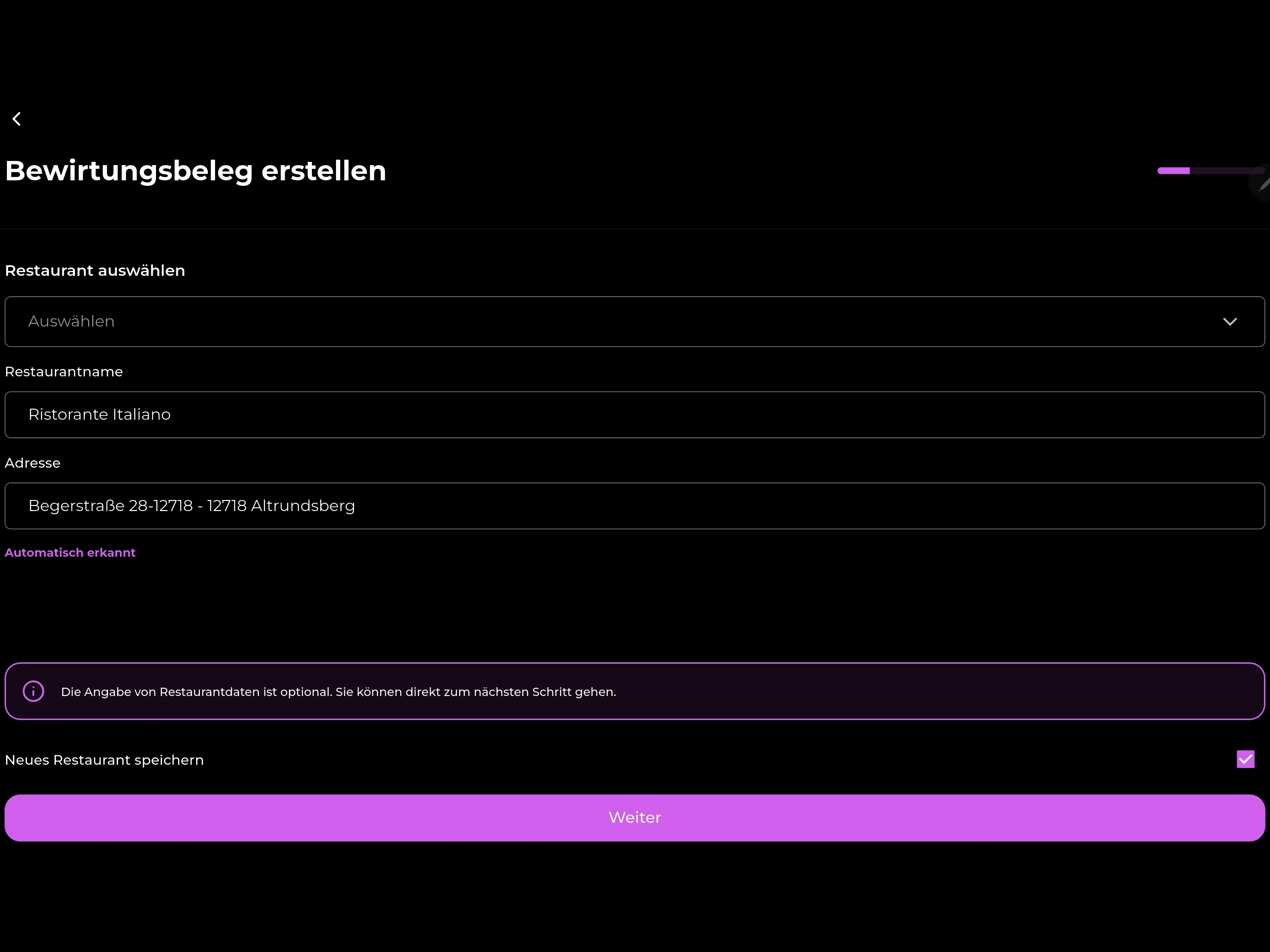 Bewirtungsbeleg Generator