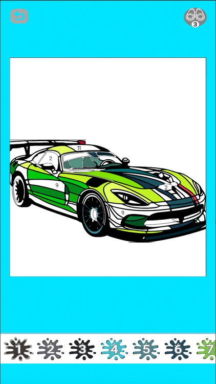 Cars coloring by number