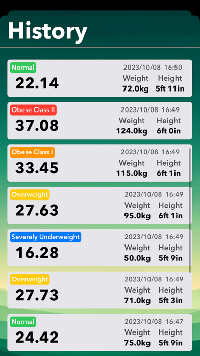 BMI Calculator & Tracker App Screenshot