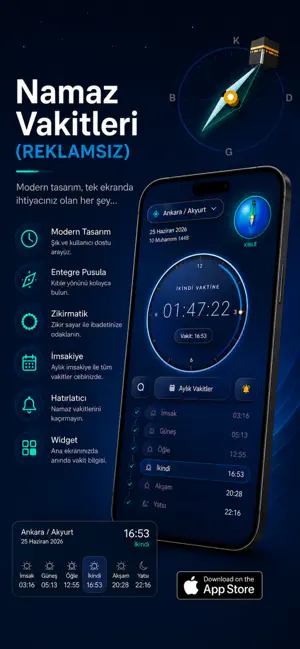 Modern Namaz Vakitleri & Kıble screenshot 1