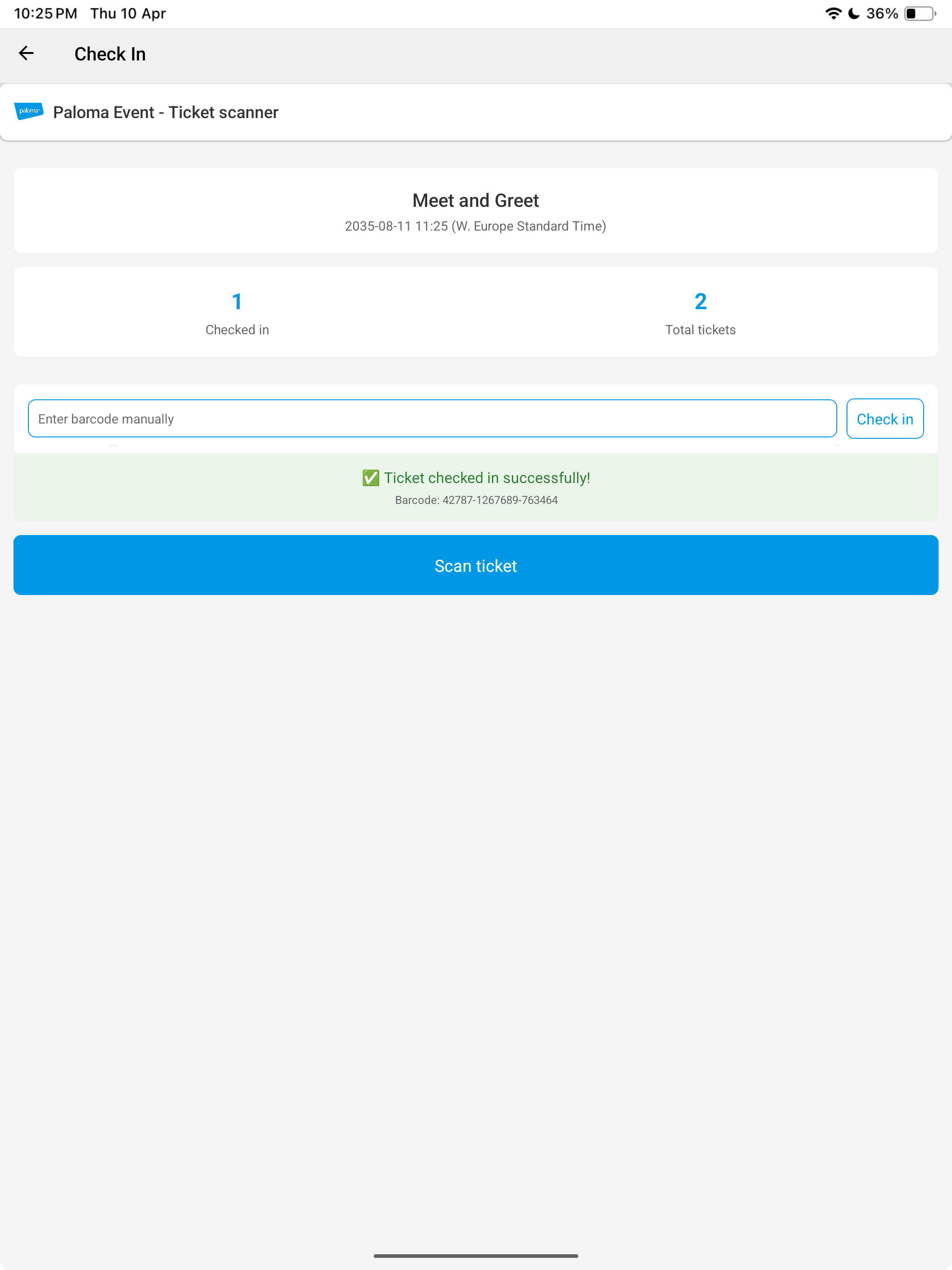 Paloma Event - Ticket Scanner screenshot 8