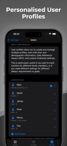 Food Nutrient Profiles iPhone screenshot