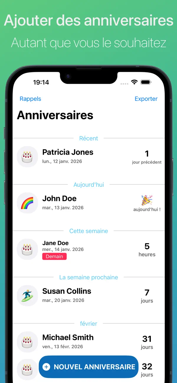 Screenshot #1 pour Anniversaire App