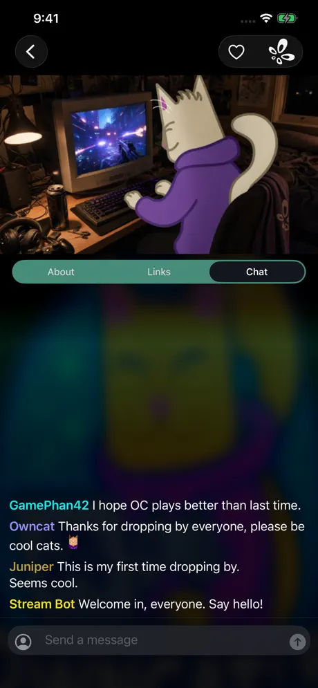 Owncasts iPhone server chat screen