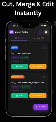 Reels Cut & Merge Video Editor iPhone screenshot