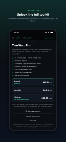 TimeWarp - Time Tracker iPhone screenshot