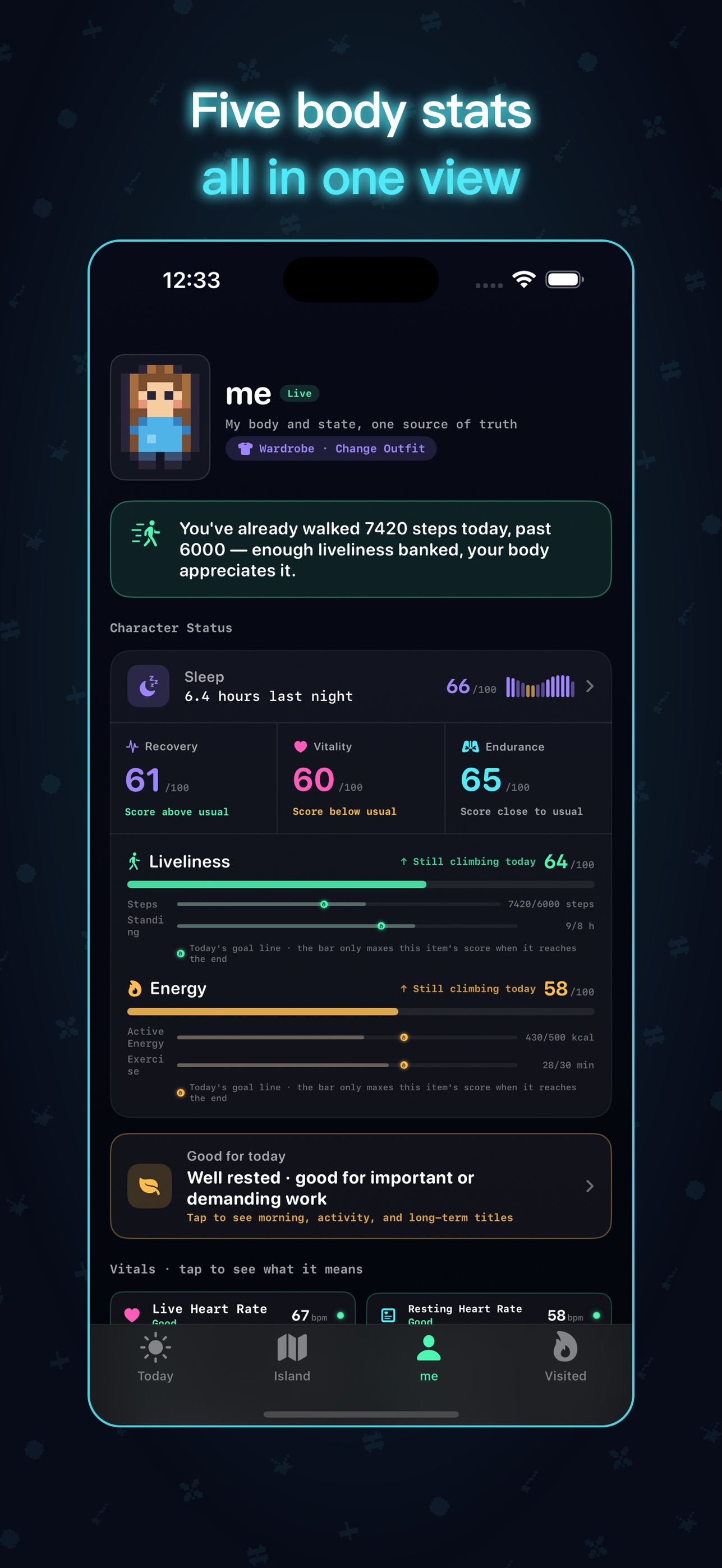 Screenshot 1 of Earth Online: Health Stats RPG