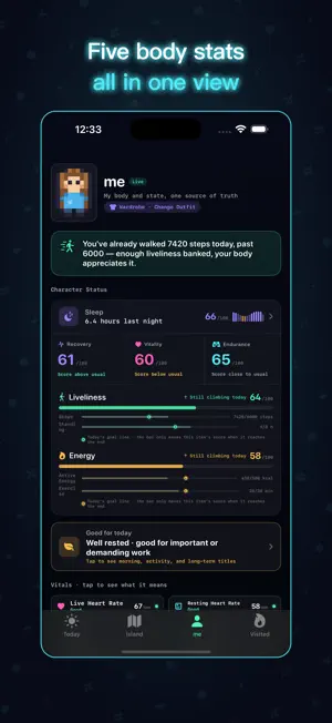 Earth Online: Health Stats RPG screenshot 1