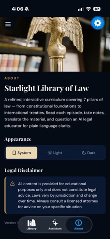 Starlight Library of Law. iPhone screenshot