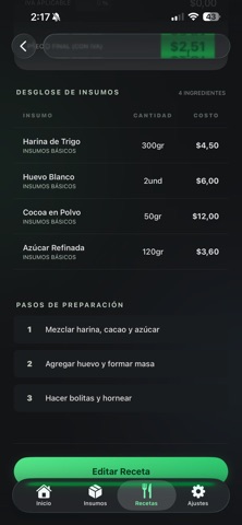 Recetas&CostosPlus iPhone screenshot