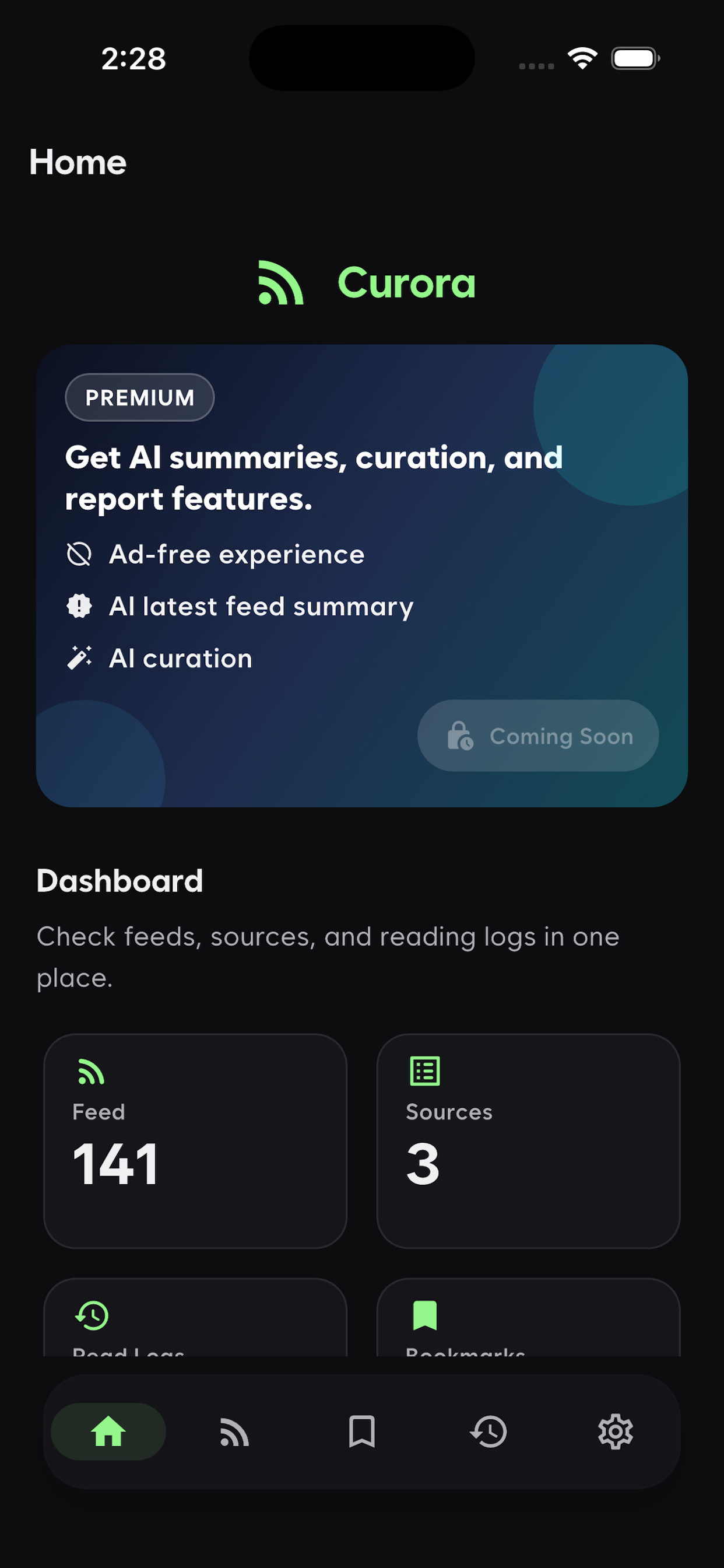 Curora: AI RSS Feed Reader