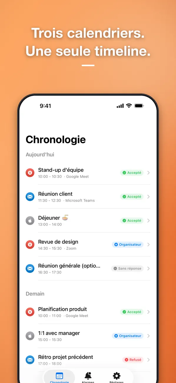 Screenshot #1 pour Auto Alarm: Réunions Acceptées