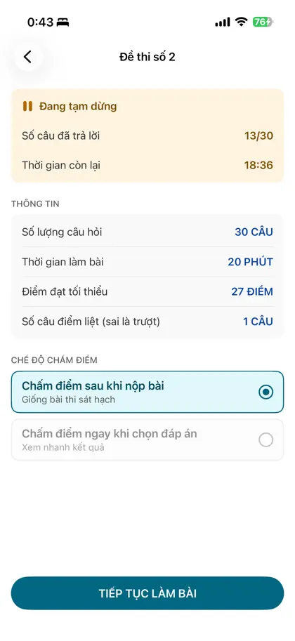 Screenshot 5 von 6 zu Ôn thi GPLX 2026 - 600 Câu