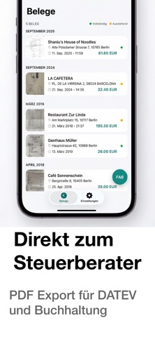 Bewirtung Belegscanner iPhone screenshot