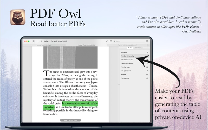 PDF Owl: Build PDF Outline/ToC app screenshot