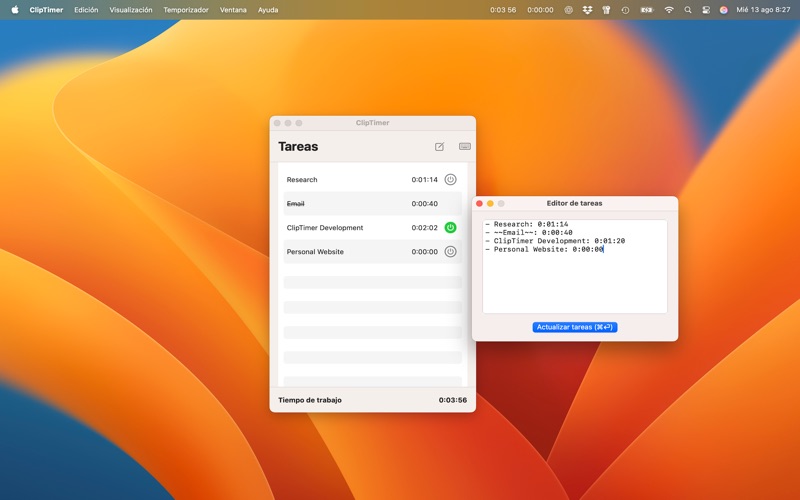 ClipTimer app screenshot