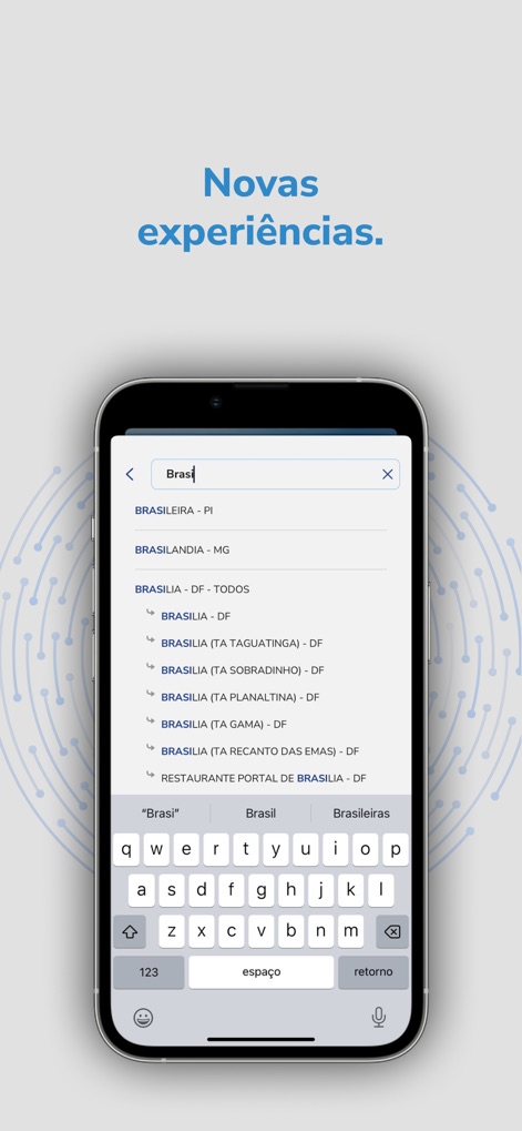 Guanabara: passagens de ônibus - The app simplifies destination entry with an intelligent search bar that provides relevant autocomplete suggestions, such as 'BRASILIA - DF,' as users type.