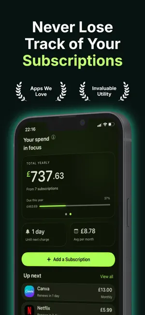 Subio - Subscription Organizer 截图