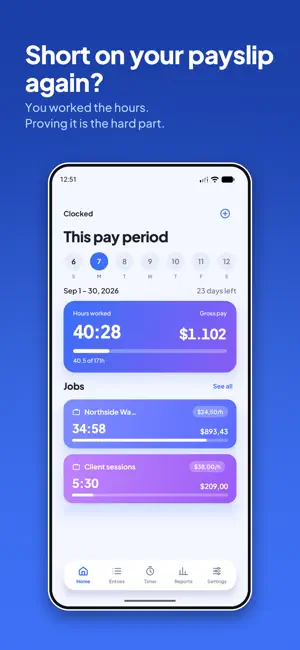 Clocked — Work Hours Tracker screenshot 1