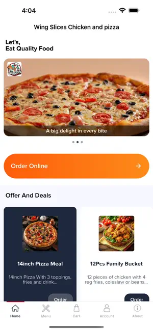 Wing Slices Chicken and pizza screenshot 1