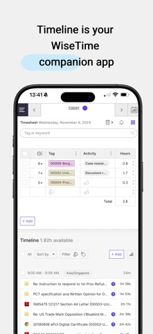 Timeline for WiseTime screenshot