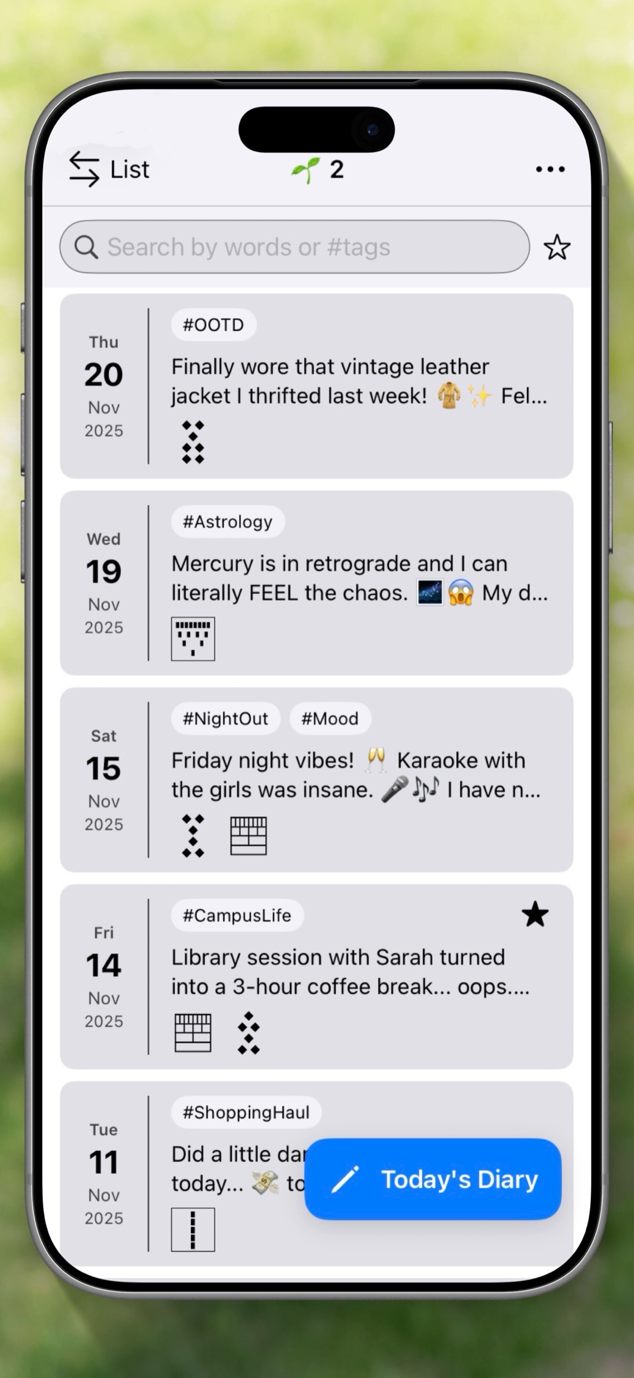 Screenshot 1 of Geomancy Diary