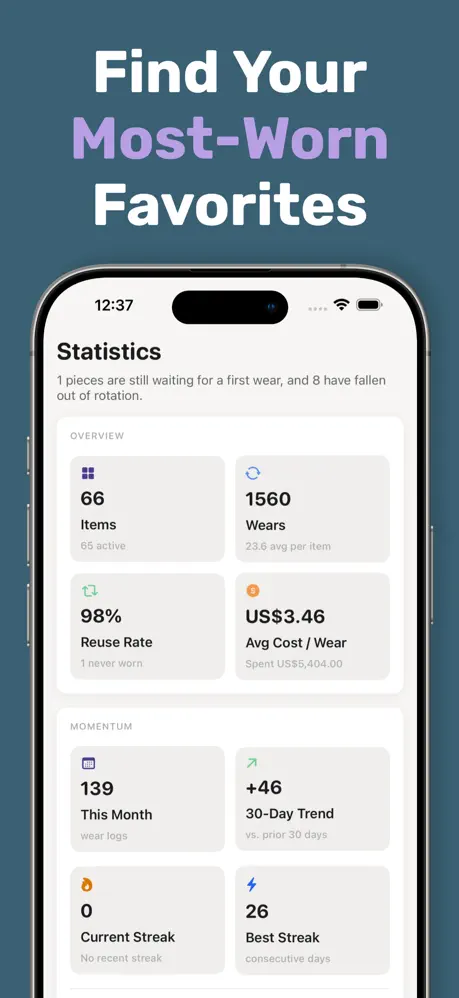 WearTracker - Closet Organizer 衣柜追踪器应用截图