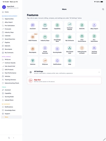 PursuitAI GovCon iPad screenshot