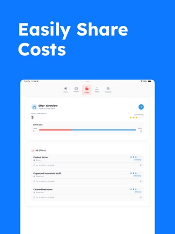 Expense Effort Tracker - 50ish iPad screenshot