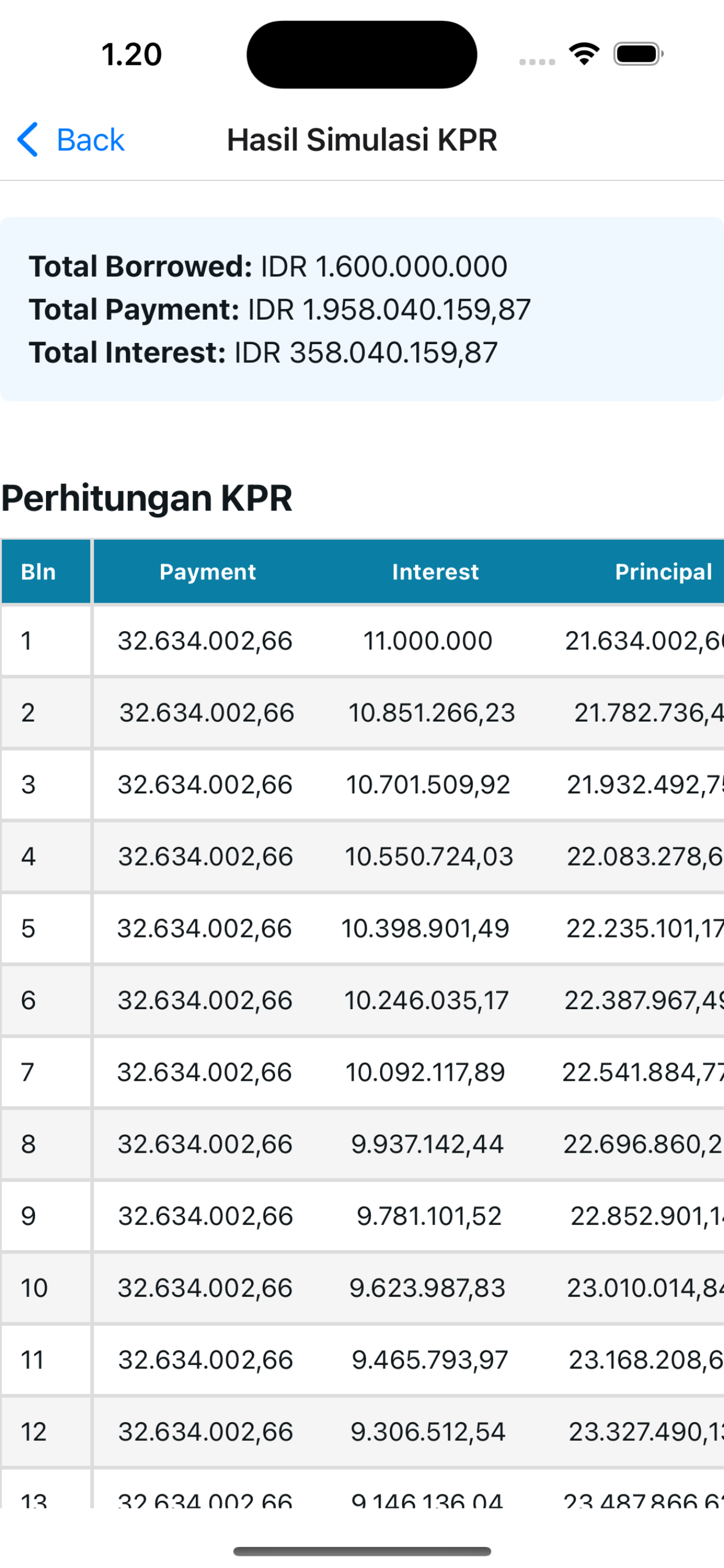 Simulasi KPR screenshot 3