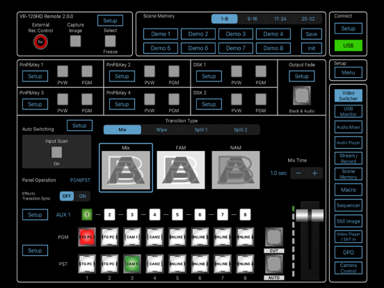 VR-120HD Remote app screenshot