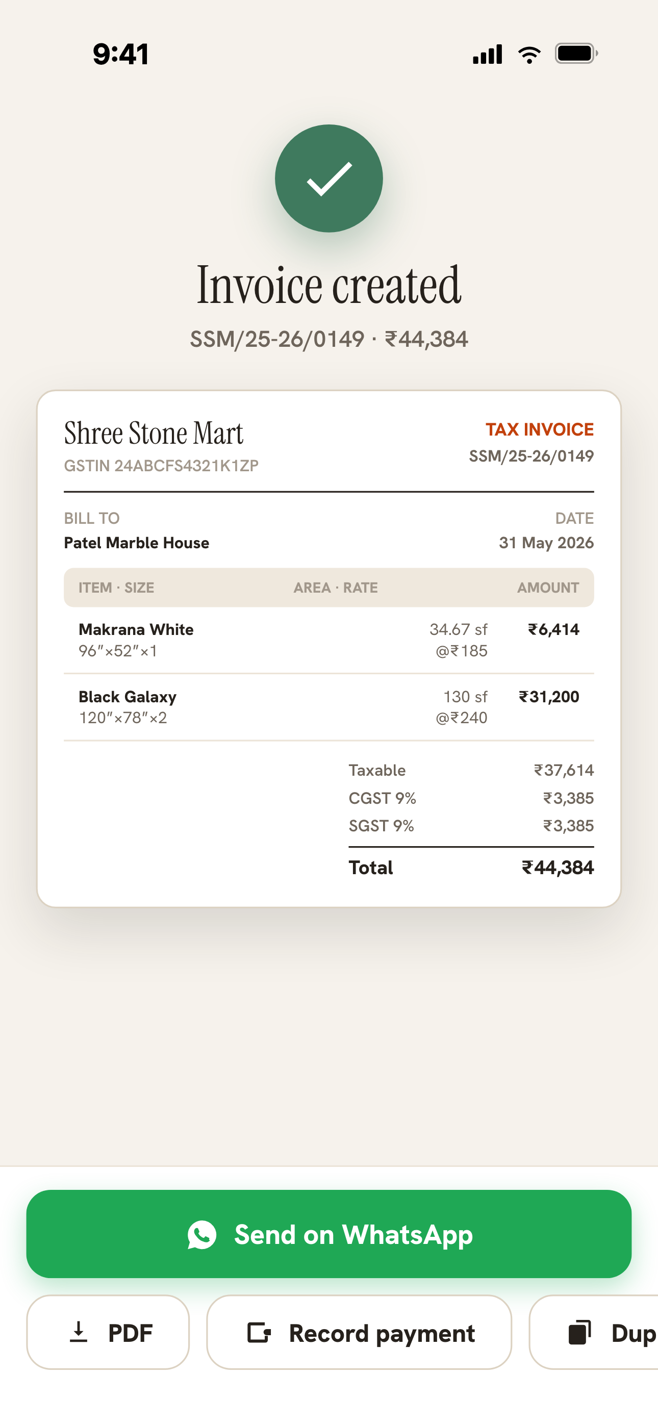 MarBill — Stone GST Billing screenshot 2