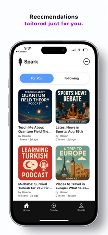 Spark - AI Music & Podcasts iPhone screenshot