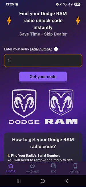 Dodge RAM Radio Code Instant screenshot 1