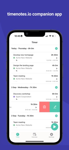 Timenotes Tracker screenshot