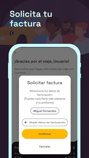 Captura de pantalla de TaxiClick en iPhone 9