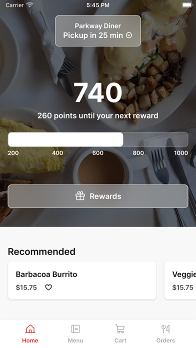 Parkway Diner app screenshot