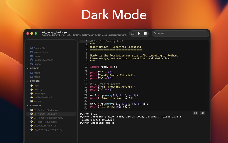 #4. Py Editor for Python (macOS) Oleh: Andromeda Corp LTD