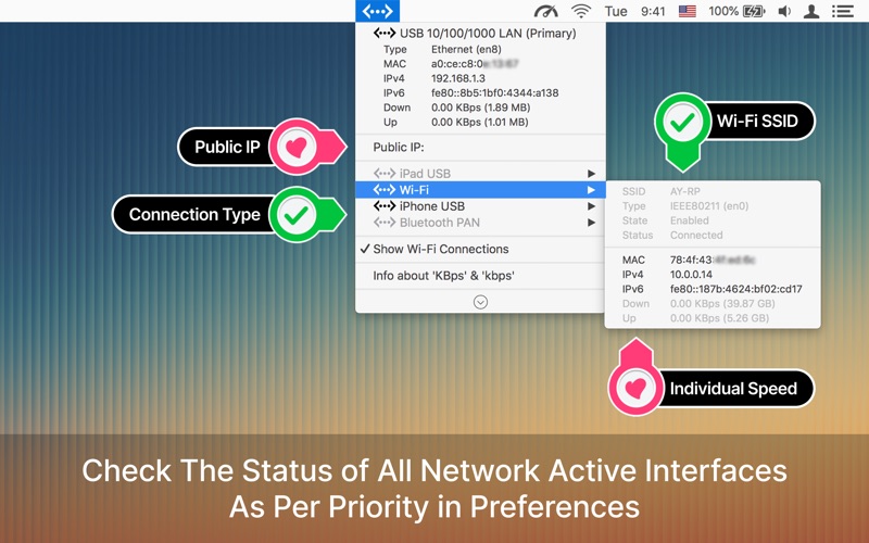 Ethernet Status – Mac Menu Screenshot